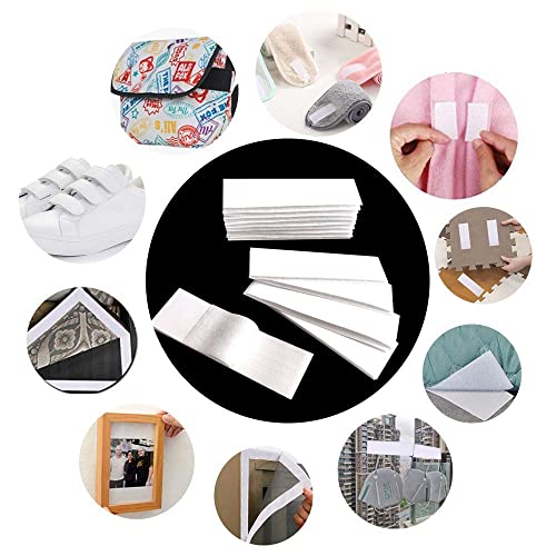 32Pcs Strips With Adhesive Hook And Loop Heavy Duty Hook And Loop Tapes 4 X 1.2 In Double Sided Strips Reusable Fastening Hook And Loop Strips Interlocking Tape Diy For Home Office School White #TOP4