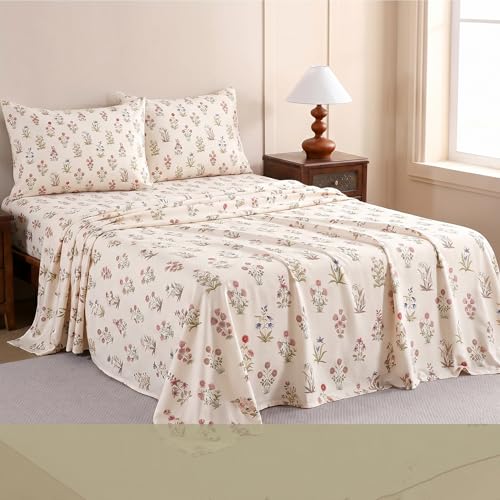 Image of Ishro Home Premium Bedsheet for Double Bed with 2 Pillow Covers - Cloud Cotton Bedsheet, Soft, Silky Smooth & Wrinkle Resistant, Luxury Printed Design (Flat Double Bed Size, Mysore Garden)