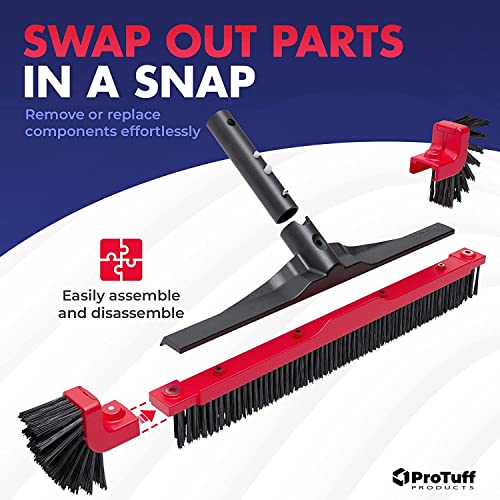 Truly Unlimited Free Replacement Protuff Heavy Duty Pool Brush Head For Inground Pools - 22" Wide Adjustable Swimming Pool Cleaning Brush Bests Other Pool Brushes For Cleaning Pool Walls & Corners #TOP3