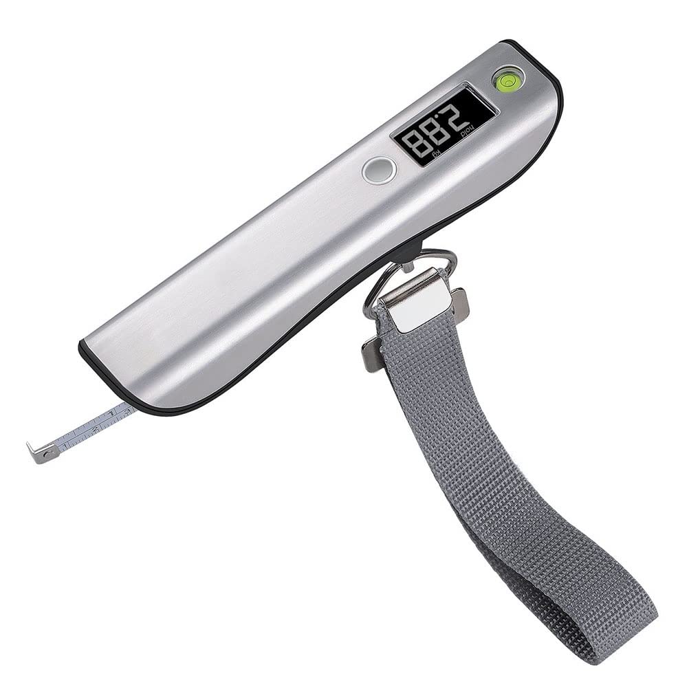 Balanza digital para pesca con regla Balanza digital Balanza electrónica Balanza de bolsillo para equipaje Balanza colgante para maleta Balanza de viaje Herramienta para pesar equipaje (Plata 50