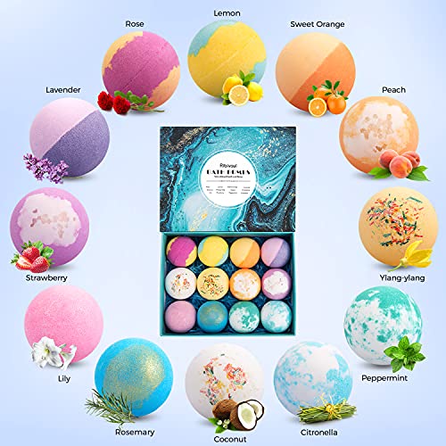 Handmade Bath Bombs For Mother's Gift, Organic Bath Bombs Gift Set With Natural Ingredients For Kids And Women, Cloud Bath Bombs With Rainbow Color And Rich Bubble, Great Gift Option For Birthday #TOP2