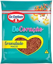 Dr. Oetker Confeito Granulado Macio, Sabor Chocolate, Decoração e Finalização de Doces e Sobremesas, 130g