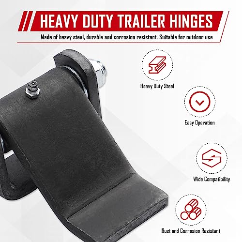 SPARKWHIZ Weld on Trailer Hinges Heavy Duty Greaseable Dump Trailer Trucks Gate Door Hinge, Strap Style Short Leaf, Pack of 4 - Image 6