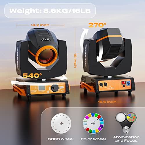 7R 230W Beam Sharpy Stage Lights Moving Head Lights, U`king Stage Light Dj Light 17 Gobos And 14 Colors Dmx512 Control For Stage Disco Club Lighting Party Christmas #TOP2