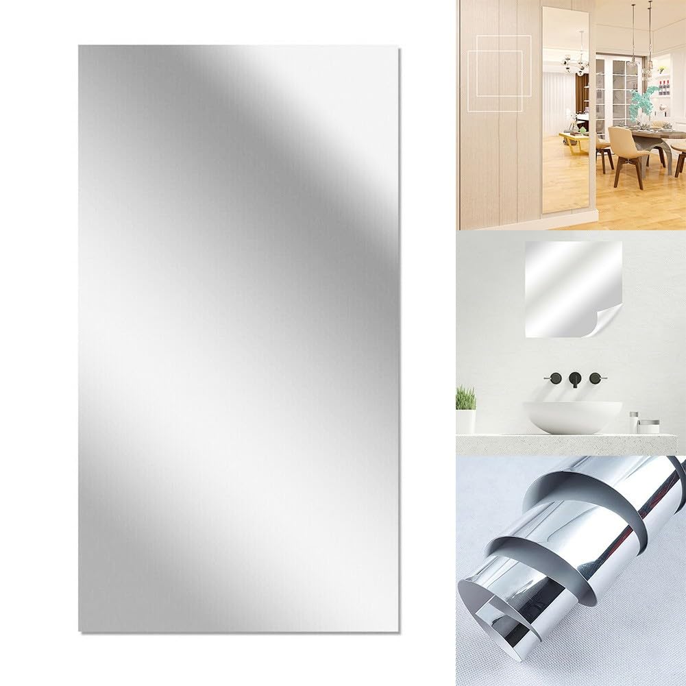 ReachMall Specchio Autoadesivo, Specchio Acrilico Specchio Piastrelle Specchio Adesivi da Parete 200 x 60 cm (4 Pezzi), EHKMYRKCUA38385YR3Y8BUN46