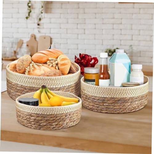 Cestas tejidas redondas PRETYZOOM decorativas para fruta, pan y hogar 4