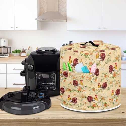Image of Cozeyat Floral Rooster Kitchen Decor Accessories Appliance Dust Cover for Electric Pressure Cooker /Air Fryer /Rice Cooker /Steamer /Toaster,Pressure Cooker Cover 6 qt