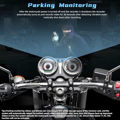 VSYSTO Motorcycle Dash Camera, 5G WiFi High Speed Download Video, Parking Monitoring, Fault Vibration Reminder, Waterproof Starlight Night Vision HD 1080P Front and Rear Camera Motorbike DVR (Q3LPRO) - Image 2