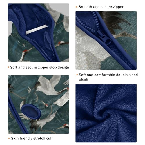 Flying White Birds on Blue Toddler Fleece Jacket Girl Boys Hooded Fleece Jacket Coat Warm Outwear Zip-up 3-10T3