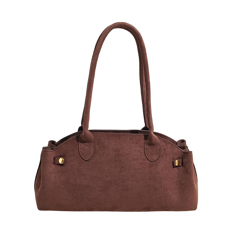Faux Suede Shoulder Bags for Women Brown Purse 2025 Fall Bag Rectangle Handbag Small Tote Purse