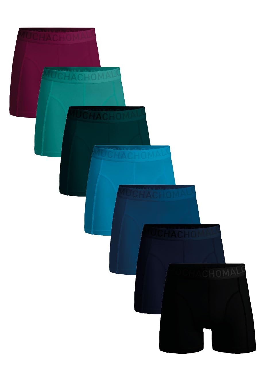 Muchachomalo Uomo Boxer 7-Pack, Tinta Unita, Cotone, Fascia Elastica