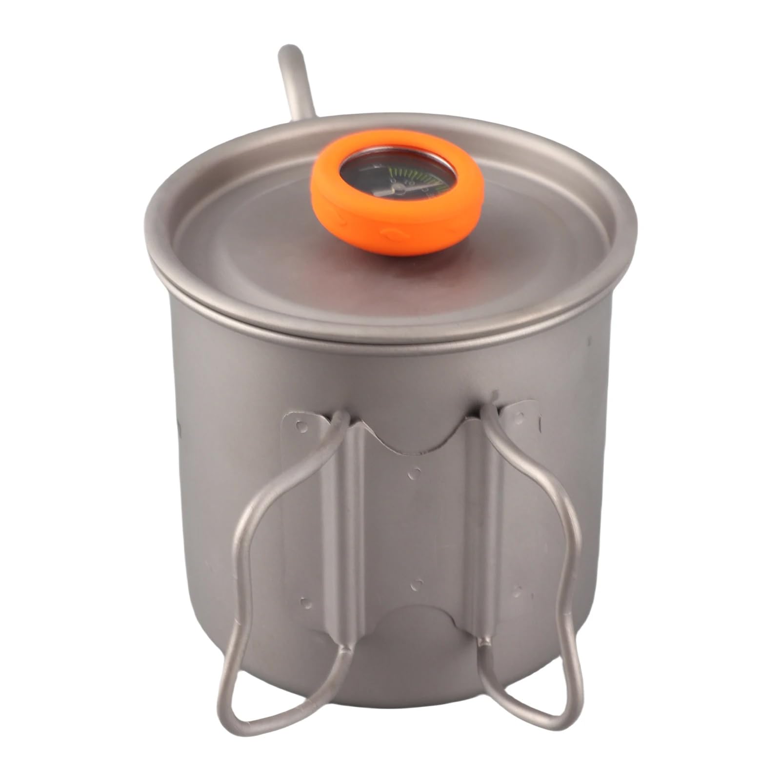 Handbrüh Kaffeekessel, Ti Pour Over Kaffeekessel,Schwanenhals Teekessel mit Thermometer und klappbarem Griff für Camping Wandern Kochen Picknick Outdoor 400ML