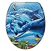 Produktbild WOLTU WC Sitz mit Absenkautomatik,Toilettensitz Motiv,Toilettendeckel aus Duroplast,Stable Klodeckel Premium Toilettenbrille,Antibakteriell Oval,Delfin