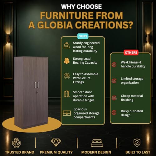 Image of Axel 2-Door Wardrobe | Engineered Wood | Elegant & Sturdy | Choco Walnut Finish | Water & Scratch Resistant | Knock Down | 3 Years Warranty