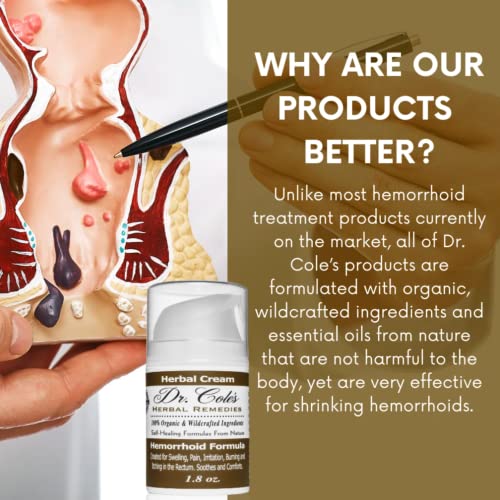Dr Cole's Hemorrhoid Treatment - Organic Herbal Ointment For Hemorrhoid Relief - Natural Remedy For All Types Of Internal And External, Hemorrhoid - Soothes Itching, Swelling & Pain (Hemorrhoid Cream) #TOP5