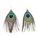 Native Feather Dangle Earrings for Women Long Peacock Feather Earrings for Women Dangling Boho Hook Peacock Feather Earring