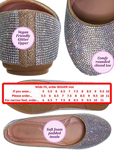 Rhinestone Crystal Embellished Ballet Flats - Round Toe Padded Shoes3
