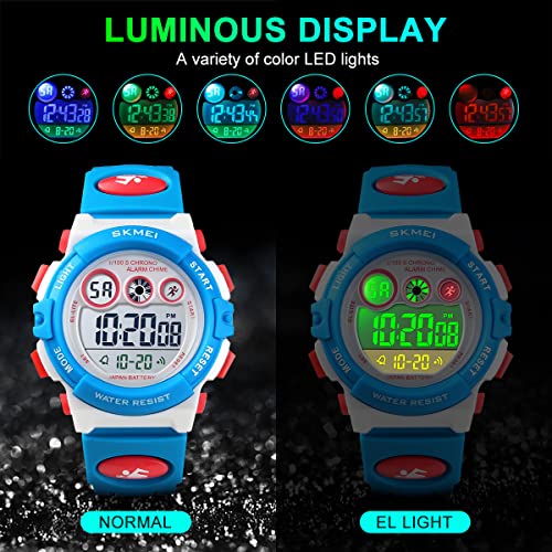 Image of GOLDEN HOUR Watches for Kids Digital Sport Waterproof Boys Girls Watch Outdoor 12 /24 H Alarm EL Backlight Stopwatch Military Child Wristwatch Ages 3-15