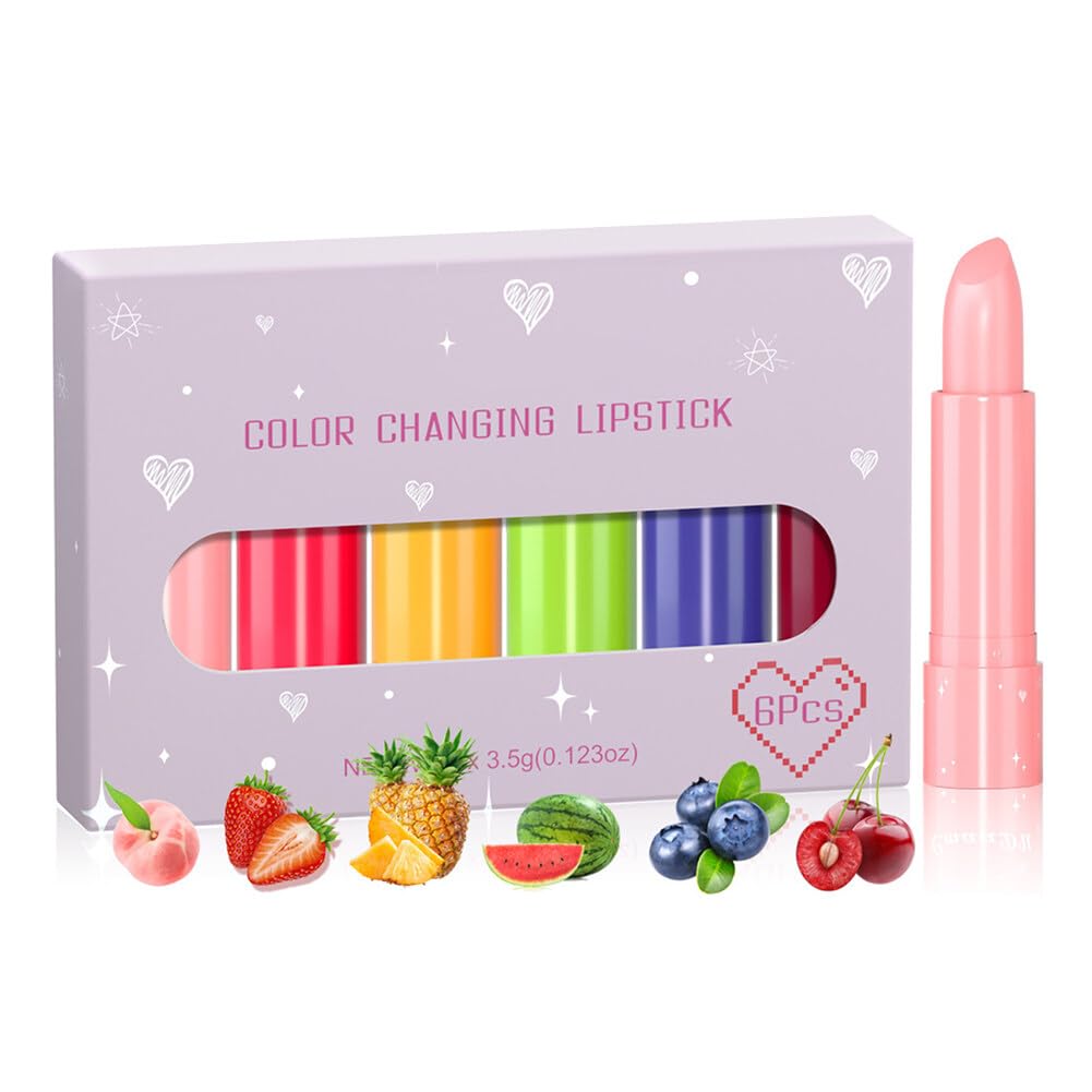 Amazon.com: Surakey 6 Pcs Fruity Color Changing Lip Gloss Lipstick