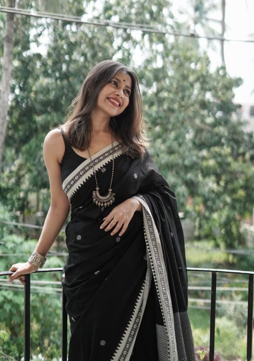Image of Flosive Women's Woven Cotton Silk Saree With Unstitched Blouse Piece