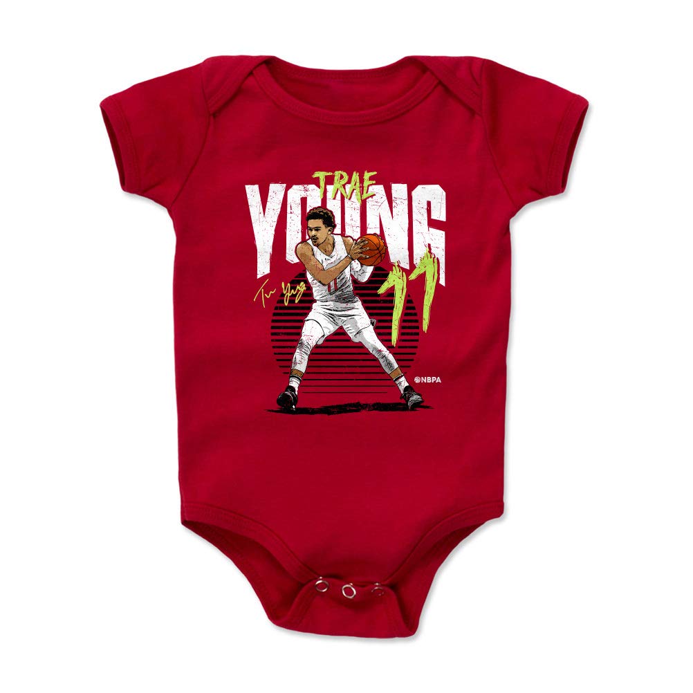 500 LEVEL Trae Young Baby Infant One Piece Bodysuit (6-12 Months, Red) - Trae Young Rise W WHT