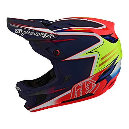 Troy Lee Designs D4 Carbon Full Face Bicycle Helmet for Max Ventilation Lightweight MIPS EPP EPS Racing Downhill DH BMX MTB - Adult Men Women - Lines Black/Red, X-Large