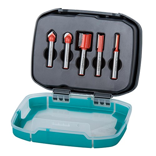 wolfcraft Nutfräser-Set 5-tlg I 8753000 I für Holzwerkstoffe I Ø 5-20 mm I Hochwertige Fräser in Kunststoffbox I für Oberfräsen und stationäre Fräsmotoren