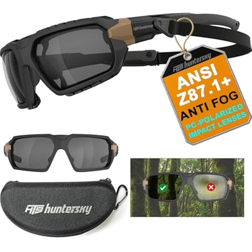 HTS HUNTERSKY Ballistic Tactical ANSI Z87.1+ Impact Protection Anti Fog Shooting Glasses Military Grade Airsoft Range