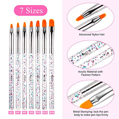 21 Pieces Acrylic Nail Art Brush Set Uv Gel Nail Brush Nail Painting Brush Pen Nail Art Dotting Pen Nail Art Tip Builder Brushes Nail Art Liner Brush For Nail Salon Home Diy Nail Favor (Transparent) #TOP3