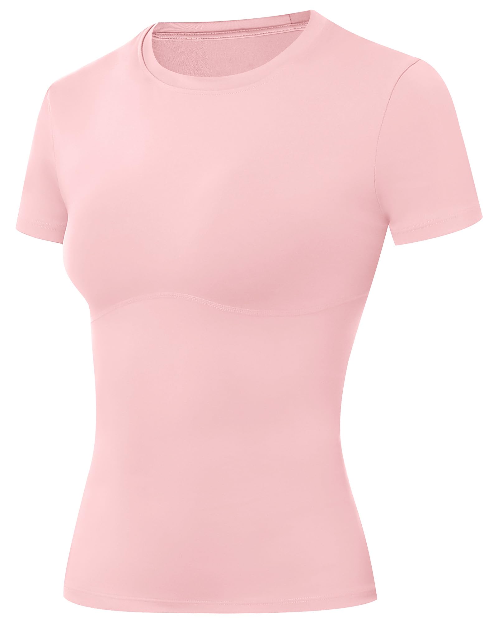 Moozava Women's Compression Shirt Short Sleeve Workout Tops Athletic T-Shirts Base Layer for Gym Running Yoga Sports