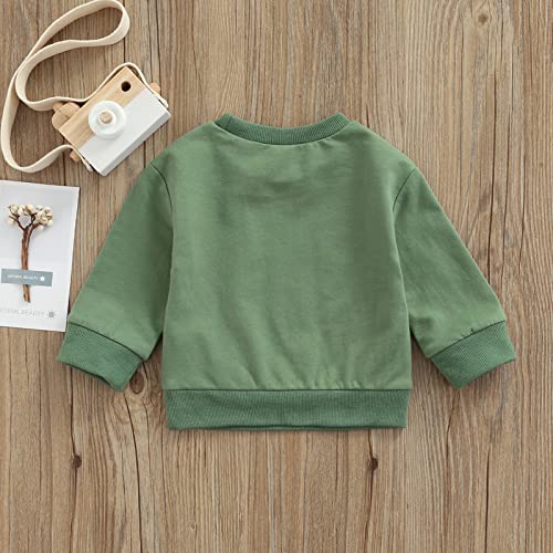 Baby Boys Sweater Shirt With Letter Print Mama's Boys Long-Sleeved Round Neck Warm And Breathable Pullover Shirt (Green, 6-9 Months) #TOP2