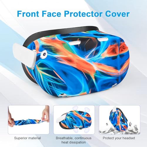 Image of VR Accessories Kit Compatiable with Oculus Quest 2, Includes Silicone Face Cover, Controller Grips, Protective Shell, Lens Cover & 10 Disposable Eye Covers, No Signal Blocking (Aurora)