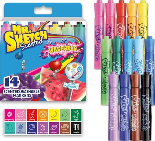 Image of Mr. Sketch Scented Markers, Chisel Tip, Assorted Colors, 14 Count - Fun for Kids, Coloring, Spark Creativity, Arts & Crafts
