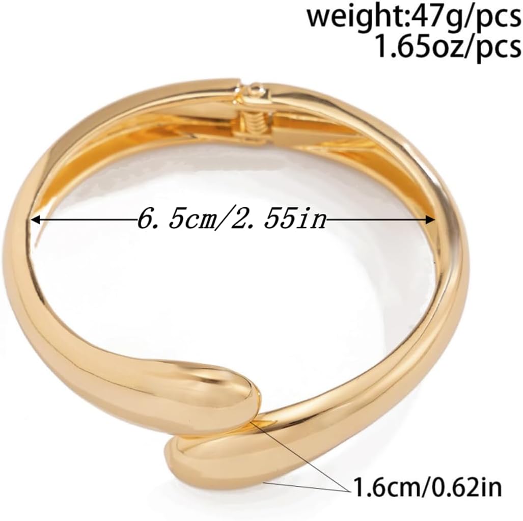 Gold Bangle Bracelets for Women Trendy Minimalist Chunky Cuff Statement Bracelet Stack 18K Gold Plated Thick Arm Cuffs Bangles Fashion Cute Jewelry - Image 6