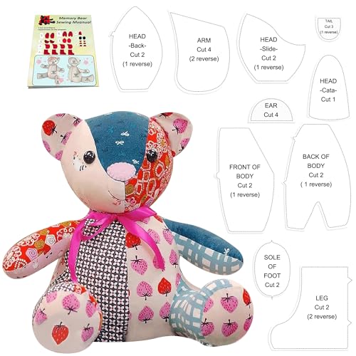 15IN Memory Bear Sewing Patterns Template Ruler Set with Instruction Manual Memory Bear Patterns Templates for Sewing