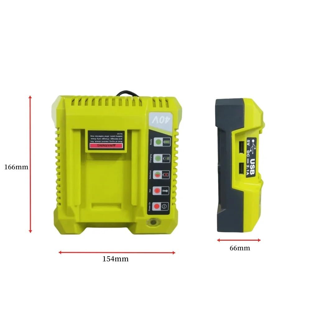 Batteria agli ioni di litio ad alta capacità da 40 V 10 Ah, compatibile con Ryobi,(1pcs Charger)