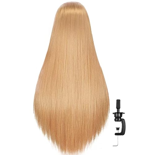 Miniatura 2 de FABA Cabeza de maniquí con pelo de 26 a 28 pulgadas para muñeca Cosmetología Práctica Trenzado con Soporte de Abrazadera Gratis