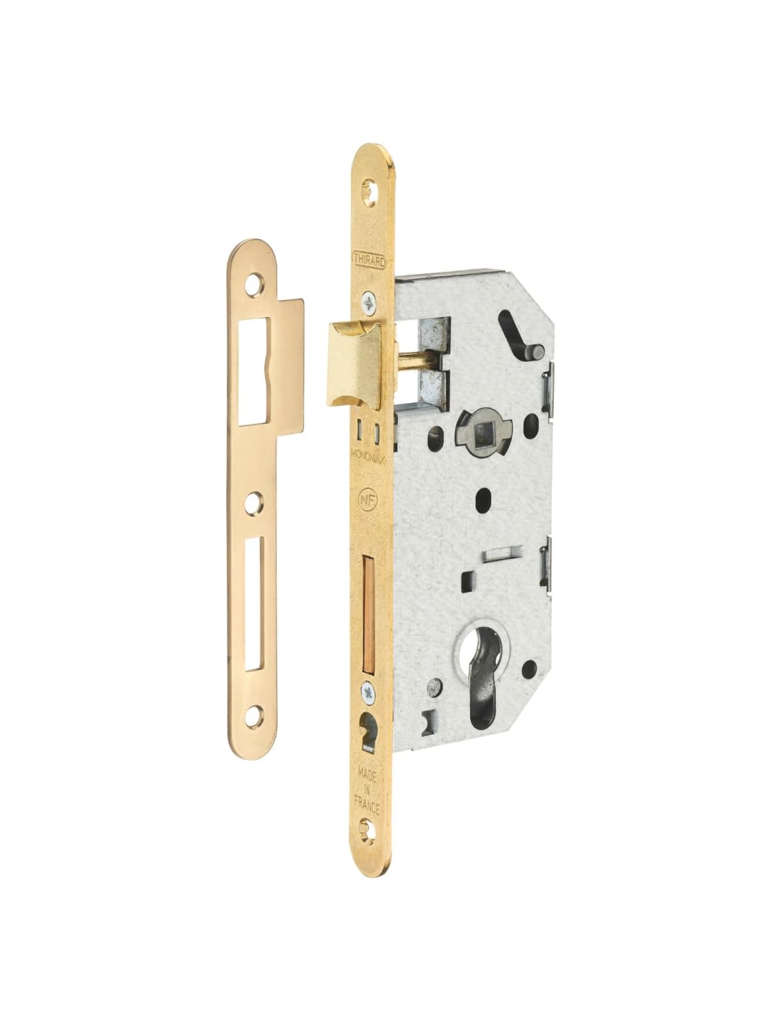 Serrure encastrable haute résistance Monomax NF Thirard à tétière laitonnée