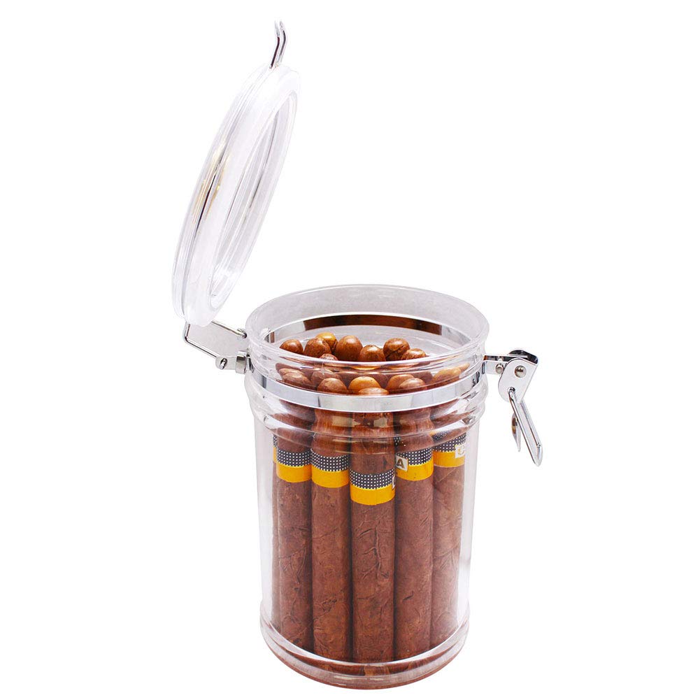 TOIKA Quality Transparent Acrylic Long Cigar Humidor Box,Cigar Tube Jar