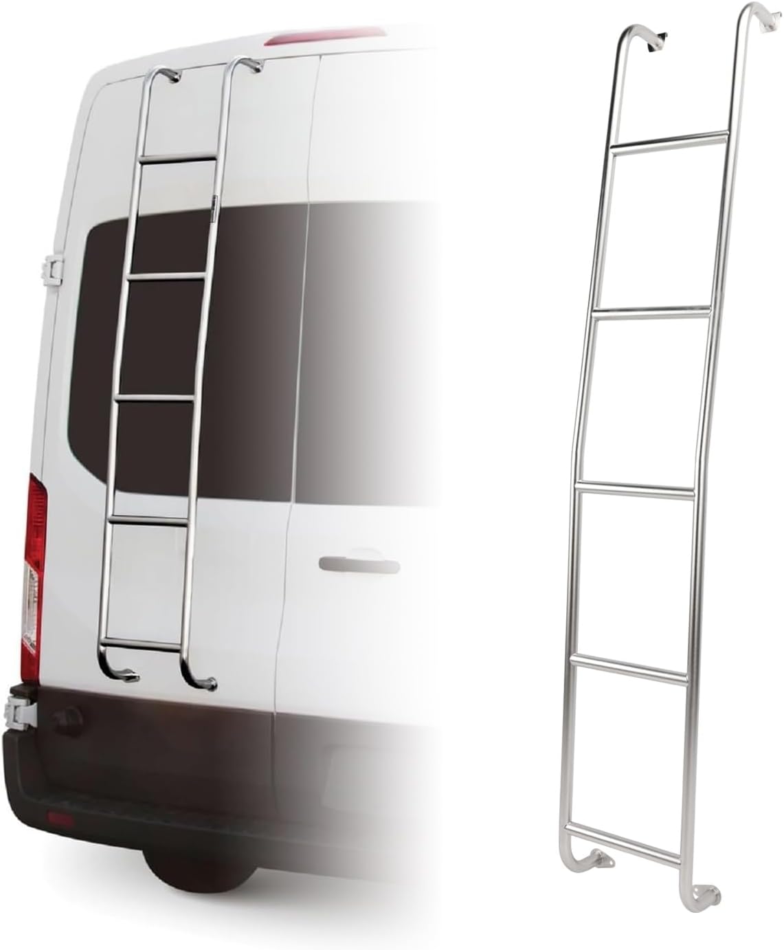 Areyourshop Stainless Steel 5-Step Van Ladder Rear Step Ladder A093TL for Ford Transit High Roof Vans 2014-2025