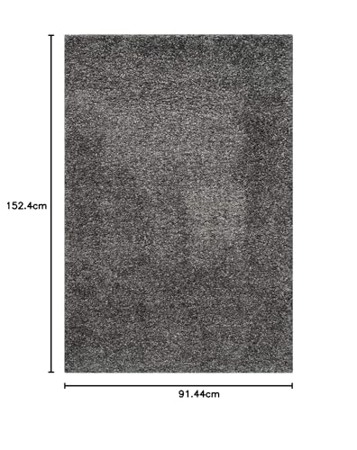 Image of Solid Shaggy Carpets and Rugs for Bedroom Drawing Room 3x5 Feet Dark Grey Color