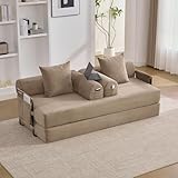 A ALFRESCOOL Sofá modular, sofá sin huesos, sofá cama, sofá con función de dormir, plegable, con estructura de metal robusta, bolsillos laterales + 3 cojines, 200×94×67cm (Jaque)