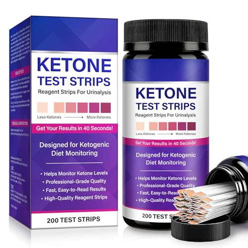 Keto Test Strips - 200PCS Urine Ketone Test Strips for Ketosis & Low-Carb Diet People Fast 40-Second Results Accurate Ketone Level Monitoring at Home High Sensitivity Reagent Strips