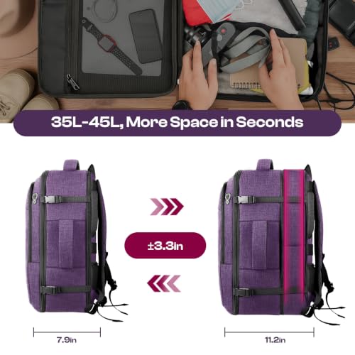 Image of Carry on Backpack for Women,50L Expandable Travel Backpack Flight Approved
