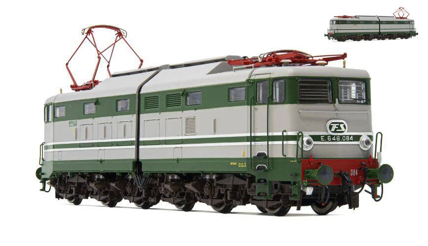 Peso/Weight: 0,3 Rivarossi MODELLINO IN SCALA COMPATIBILE CON FS ELECTRIC LOCOMOTIVE E 646 2nd SERIES GREEN GREY ALUM. EPOCA IIIb 1:87 HR2867