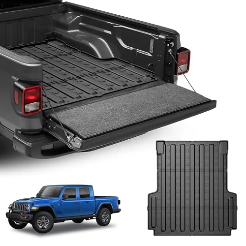 All Weather Truck Bed Mat Fit for 2020-2025 2026 Jeep Gladiator JT (5FT Bed) - Custom Fit TPE Heavy Duty Pickup Car Bed Cargo Mat for 2026 2025 2024 2023 2022 2021 2020 Gladiator Accessories