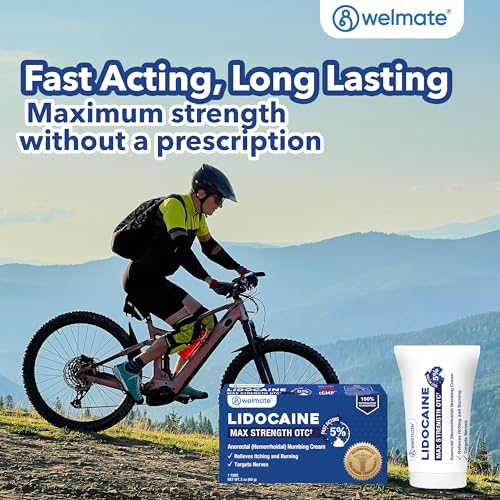 Image of WELMATE 5% Lidocaine Hemorrhoid Cream Maximum Strength, Fast-Acting Numbing Cream for Anorectal Pain Relief, Non-Greasy, Unscented, for Sensitive Skin, Packaging May Vary 2 oz (60g)