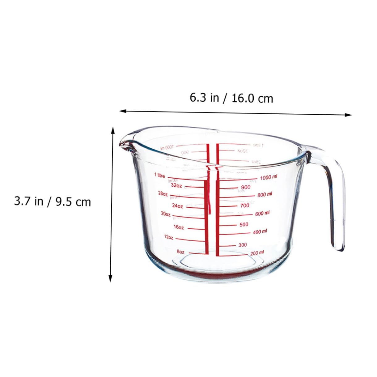 Messbecher aus Glas, 1 Stück, Rund, Transparent, Hitzebeständig