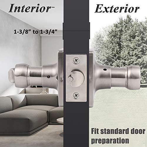Probrico Keyed Entry Door Lever With Lock In Satin Nickel For Exterior Front Gate Or Interior Doors Wave Shape Entrance Hardware Reversible For Right/Left Handed Sides, 1 Pack #TOP1