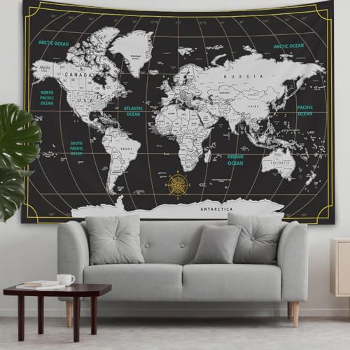 CAPSCEOLL World Map Tapestry for Kids Student Wall Tapestry World Geographical Distribution Tapestries for Men 80X60 Inches Tapestries for Bedroom Living Wall Art